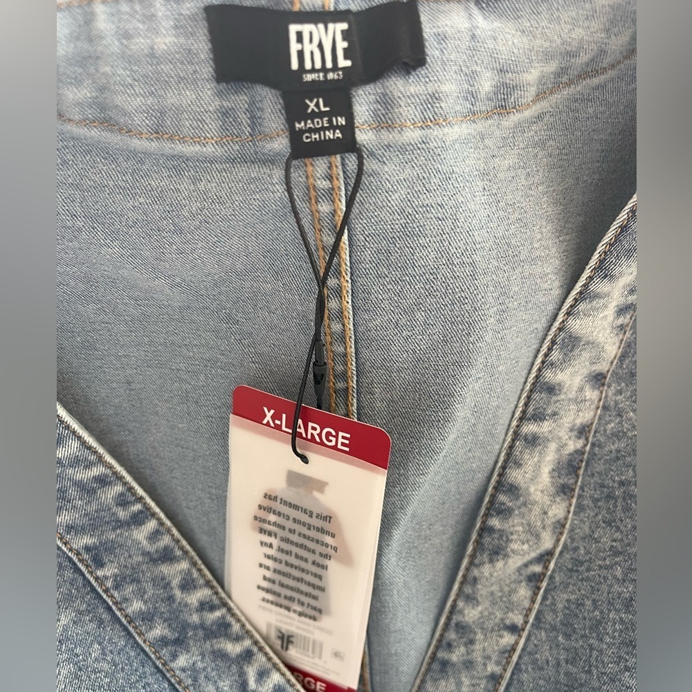 NWT Frye Denim Button Front Mini Dress Sleeveless Western Coastal Festival XLg - Picture 14 of 15